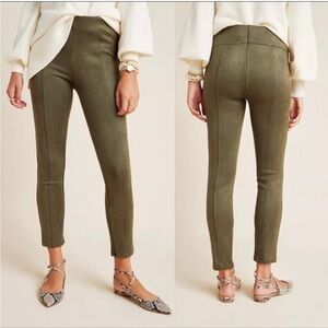 ANTHROPOLOGIE | Faux Suede Split Hem Ankle Pant | 26 | Army Green | EUC